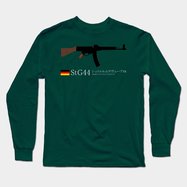 Stg44 Sturmgewehr44 or Mp44 Historical 1943 German assault rifle white in Japanese シュトゥルムゲヴェーア44 1943年アサルトライフルのドイツ Long Sleeve T-Shirt by FOGSJ